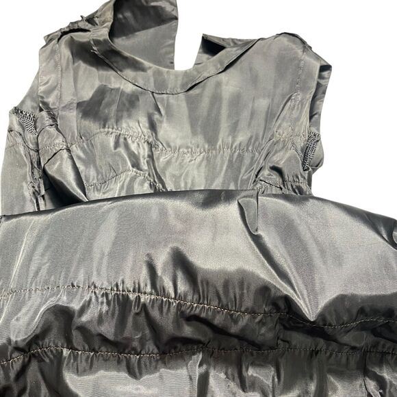 VTG 60s Black Satin Fringe Flapper Dress Size M Handmade Disco Hippy Whimsigoth - Picture 8 of 8